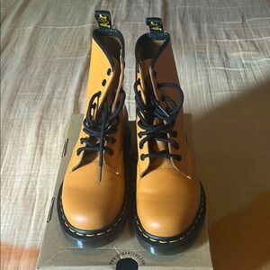 Dr. Martens Orange and Black Combat Boots